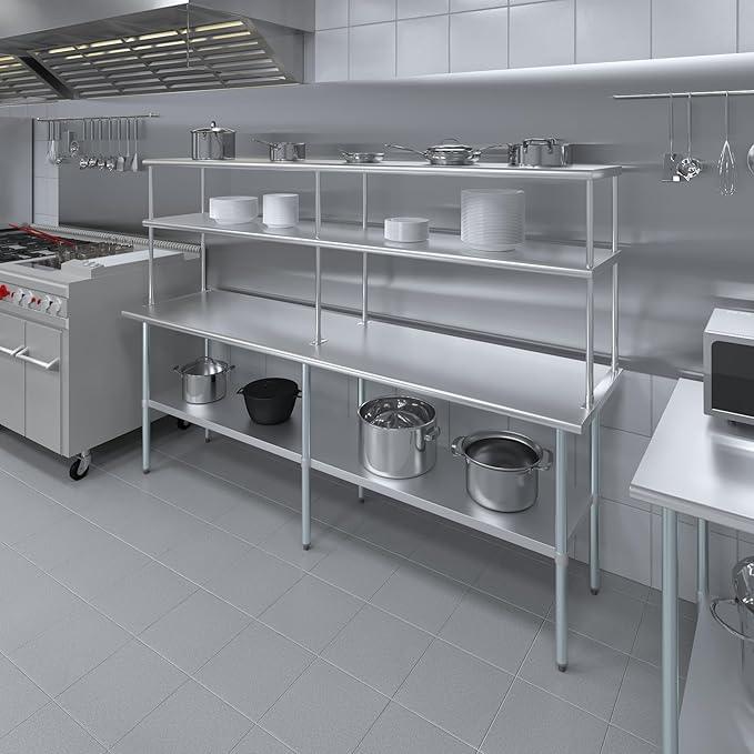 AmGood Double OverShelf Stainless Steel NSF - Many (96" Long x 18" Deep) - ModernBath