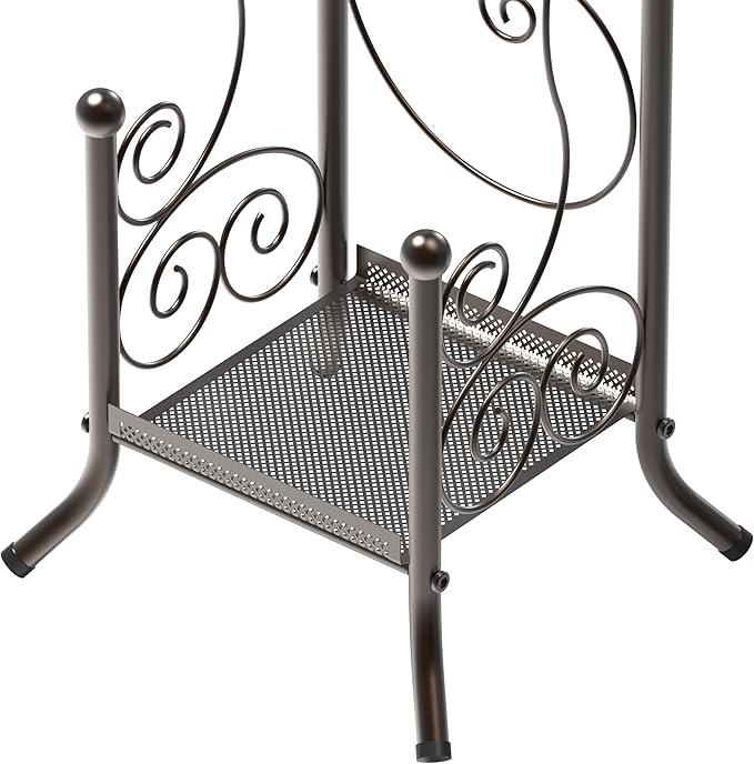 Simple Houseware English Style Bathroom Toilet Tissue Roll Holder Stand with Shelf, Bronze - ModernBath