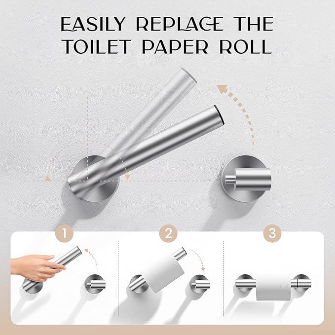Day Moon™ Brushed Nickel Toilet Paper Holder - Wall Mount Modern Roll Holder for Bathroom - ModernBath