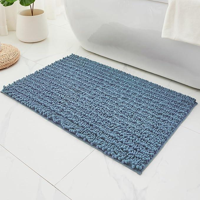 ILANGO Bathroom Rugs Light Blue 36x24,Extra Soft Absorbent Chenille Bath Rugs,Thick Non-Slip Shaggy Bath Mat,Machine Washable Quick Dry Bath Mats for Bathroom Floor, Tub, Shower Accessories - ModernBath