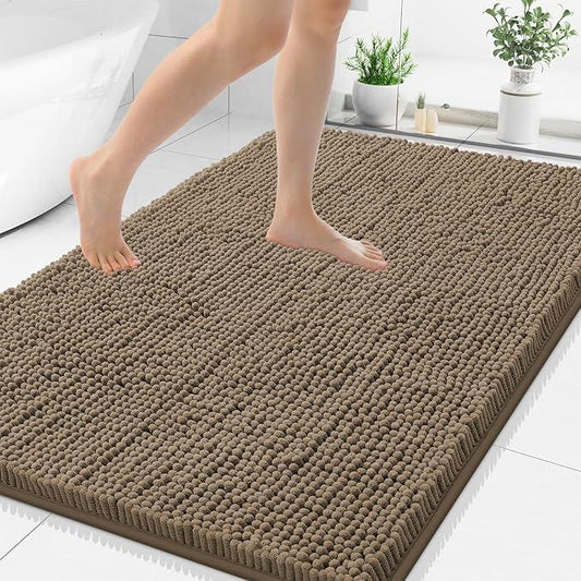 Smiry Luxury Chenille Bathroom Rugs 44x32, Extra Soft and Absorbent Shaggy Bath Mat, Machine Washable, Non-Slip Plush Carpet Runner for Tub, Shower, and Floor, Home Decor Accessories, Camel - ModernBath