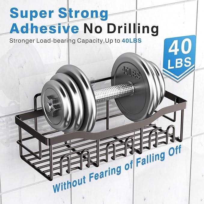 EUDELE 5-Pack Rustproof Stainless Steel Shower Caddy – No Drill Adhesive Bathroom Organizer with Large Capacity, Spacious Shower Shelves for Inside Shower, Kitchen & Home Decor Storage-XL Size - ModernBath