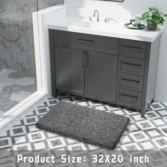Yimobra Bath Rugs for Bathroom 32x20, Ultra Soft and Water Absorbent Bath Mats, Non Slip Plush Shower Rugs, Microfiber Thick Matts for Bathroom Floor/Tub, Machine Washable, Light Gray and Black Gray - ModernBath