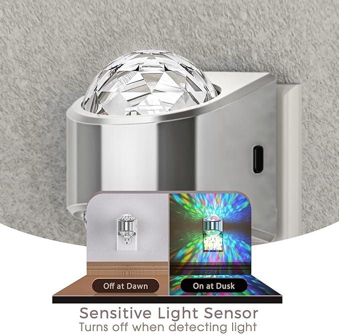 Night Lights Plug into Wall, Star Projector for Bedroom, Silver Night Light Projector for Kids, 9-Color RGB Galaxy Nightlight with Dusk to Dawn Sensor for Bathroom, Gaming Room Decor Gifts, 2 Pack - ModernBath