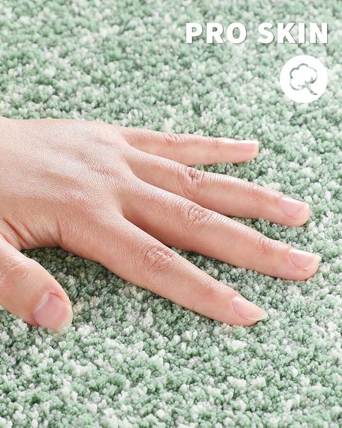Yimobra Bathroom Runner Rug Non Slip Washable, Soft Absorbent Microfiber Long Bath Mat, Dual-Tone Decor Rug with Rubber Backing for Floor,Tub and Hallway,70x24,Home Essentials,Green and White - ModernBath