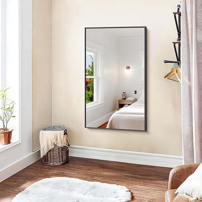 KOCUUY Bathroom Mirror, 24x40 Inch Black Mirror with Aluminum Metal Frame, Black Vanity Wall Mirror Modern Home Decor for Bathroom, Living Room, Farmhouse and Entryway, Hang Horizontal/Vertical - ModernBath
