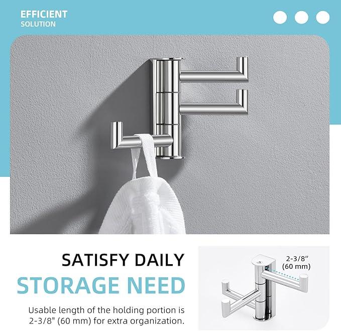 Angle Simple Towel Hook for Bathroom, SUS 304 Stainless Steel Foldable Robe Towel Holder, Wall Coat Hook, Polished Chrome - ModernBath