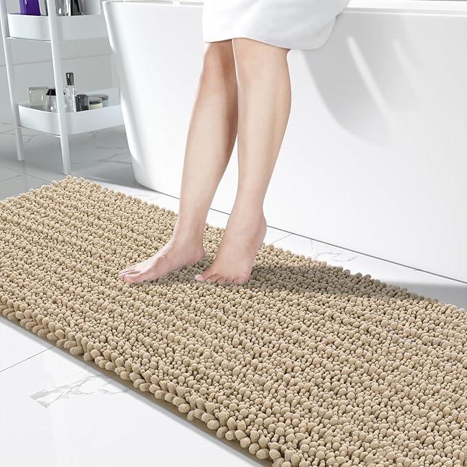 Yimobra Bathroom Runner Rug 70x24 Inch - Extra Long Non Slip Chenille Bath Mat, Soft & Absorbent, Machine Washable Shaggy Hallway Carpet for Vanity Tub Shower, Camel Home Decor Accessories - ModernBath