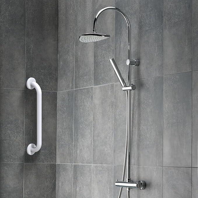 ROTHLEY 18 Inch Bathroom Safety Grab Bar: Matte White Shower Grab Bars with Concealed Screws for Elderly or Handicapped - ModernBath