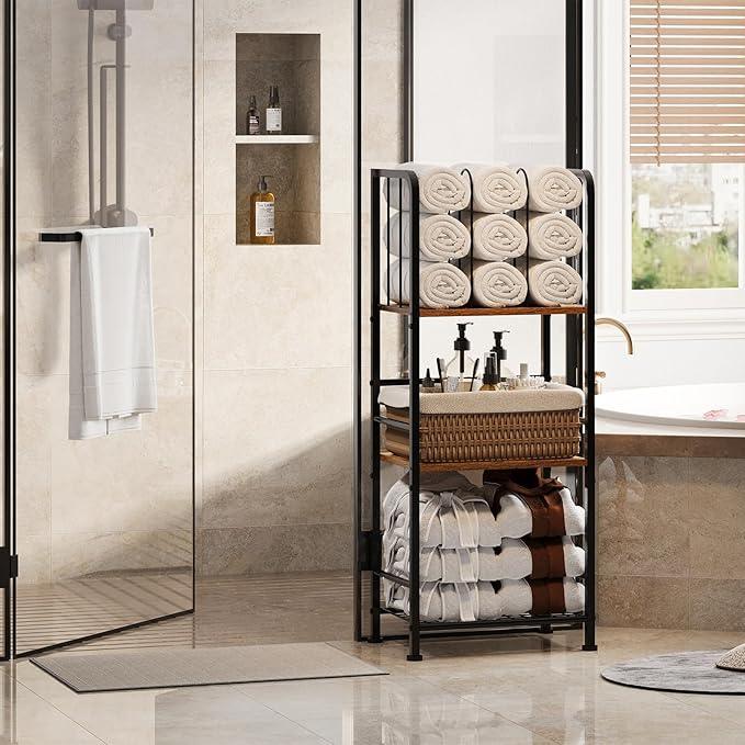 Towel Rack Free Standing 3-Tier M-Shaped Detachable Dividers, Durable Metal Towel Holder for Bathroom, Pool Towel Rack, Space-Saving Towel Storage Organizer, Modern Bath Towel Shelf Patent Pending - ModernBath