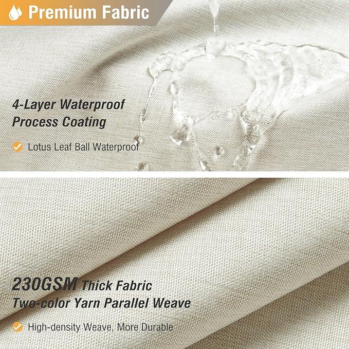 BTTN Extra Long Fabric Shower Curtain - 72 x 90 Inch Linen Textured Heavy Duty Cloth Shower Curtain Set with 12 Plastic Hooks, Large Hotel Luxury Polyester Shower Curtains for Bathroom, Light Cream - ModernBath