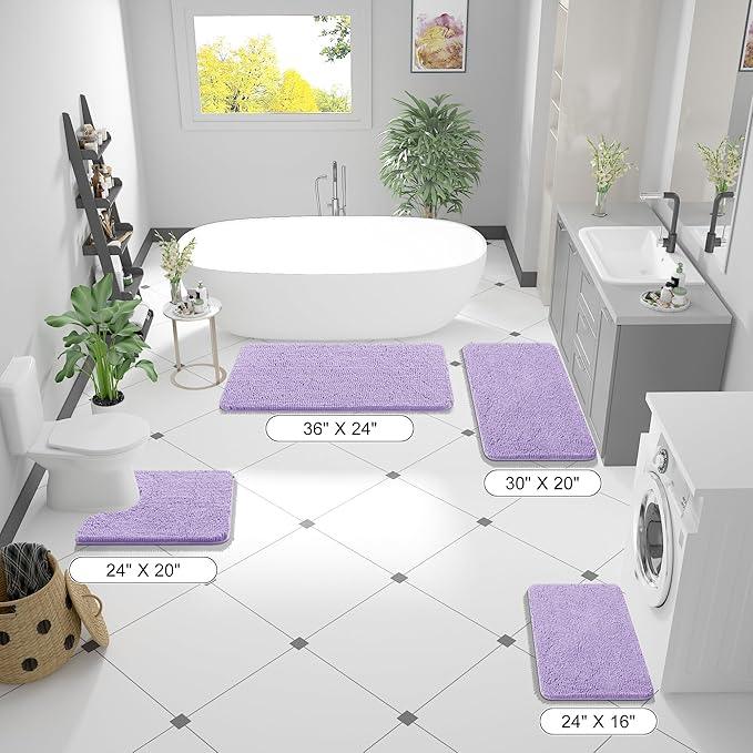 OLANLY Bathroom Rugs 36x24, Extra Soft Absorbent Chenille Bath Rugs, Rubber Backing Quick Dry, Machine Washable Bath Mats for Bathroom Floor, Tub and Shower, Home Decor Accessories, Lavender - ModernBath