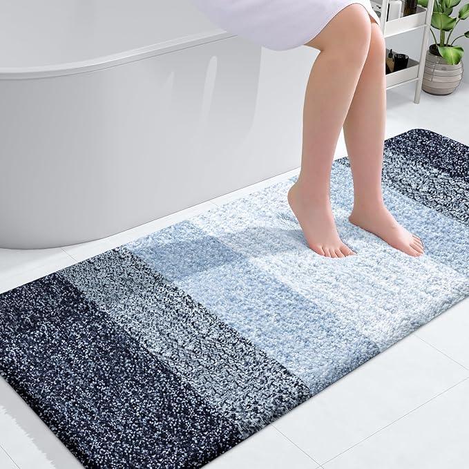 OLANLY Bathroom Runner Rugs 54x24, Extra Soft Absorbent Microfiber Bath Rugs, Rubber Backing, Quick Dry, Washable Bath Mats for Bathroom Floor, Tub and Shower, Home Decor Accessories, Navy Blue - ModernBath