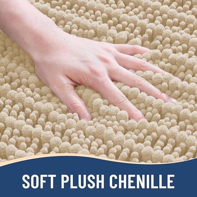 Arotive Luxury Chenille Bathroom Rug Mat, Extra Soft Thick Absorbent Shaggy Bath Rugs, Non-Slip Machine Wash Dry, Plush Bath Mats for Bathroom, Shower and Tub, 30x20, Cream Beige - ModernBath