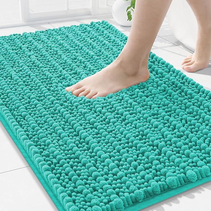 Arotive Luxury Chenille Bathroom Rug Mat, Extra Soft Thick Absorbent Shaggy Bath Rugs, Non-Slip Machine Wash Dry, Plush Bath Mats for Bathroom, Shower and Tub, 30x20, Teal - ModernBath