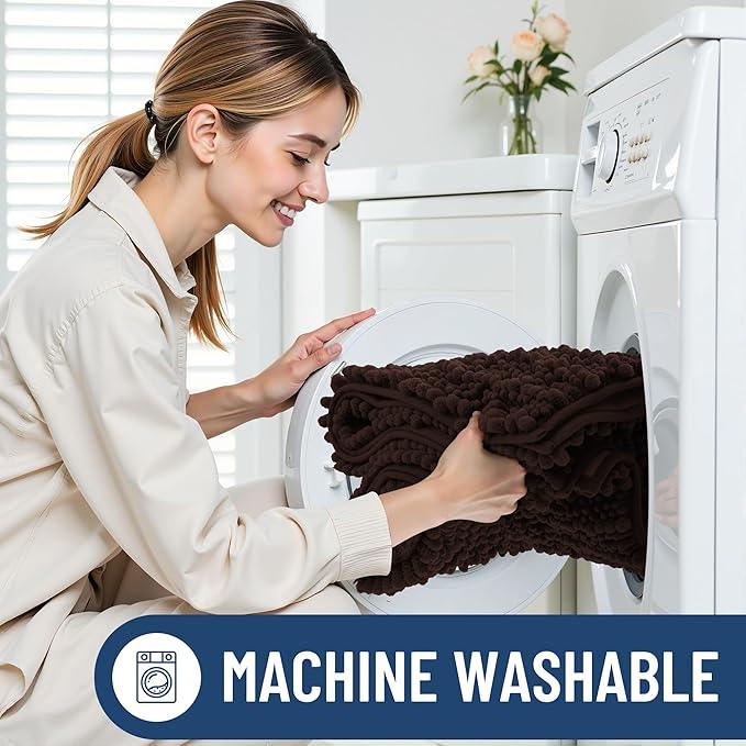 Smiry Bathroom Rugs Mat 44x24, Extra Soft Absorbent Chenille Bath Rugs, Non Slip Rubber Backing Machine Washable Quick Dry Bath Mats for Bathroom Floor, Tub, Shower, Home Decor Accessories, Brown - ModernBath