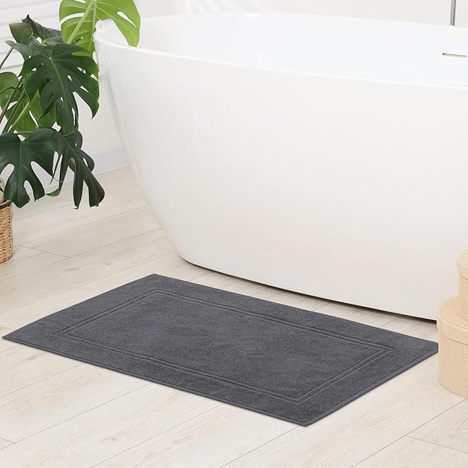 Tens Towels Pack of 2 Bath Mats 100% Cotton, 20 x 32 Inches, Super Absorbent, Hotel Quality Premium Floor Towels, Luxurious, Soft & Quick Dry, Not a Bathroom Rug, Dark Grey - ModernBath