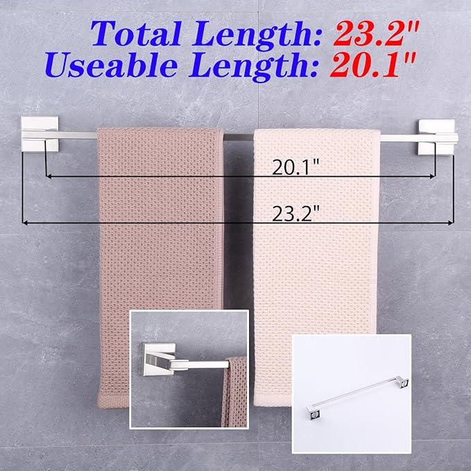 GERZWY 24 Inch Towel Bar Bathroom Wall Mounted Towel Rail, Stainless Steel Hand Towel Holder Brushed Finish JG1901A60-LS - ModernBath