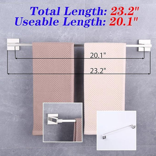 GERZWY 24 Inch Towel Bar Bathroom Wall Mounted Towel Rail, Stainless Steel Hand Towel Holder Brushed Finish JG1901A60-LS - ModernBath