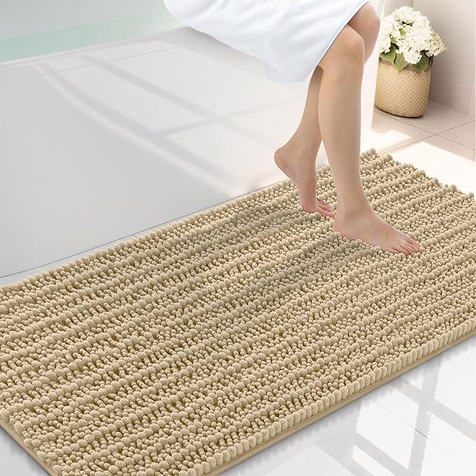 Smiry Bathroom Rugs Mat 44x24, Extra Soft Absorbent Chenille Bath Rugs, Non Slip Rubber Backing Machine Washable Quick Dry Bath Mats for Bathroom Floor, Tub, Shower, Home Decor Accessories, Beige - ModernBath