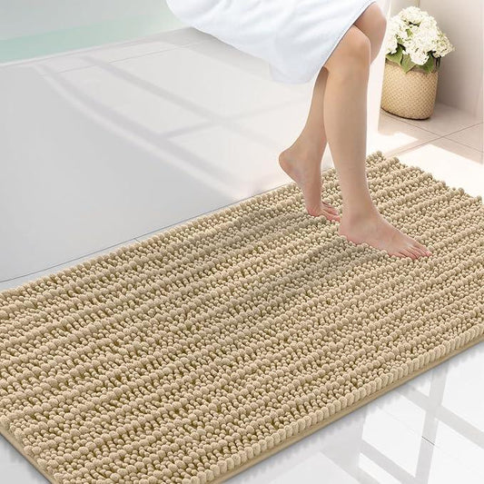 Smiry Bathroom Rugs Mat 44x24, Extra Soft Absorbent Chenille Bath Rugs, Non Slip Rubber Backing Machine Washable Quick Dry Bath Mats for Bathroom Floor, Tub, Shower, Home Decor Accessories, Beige - ModernBath