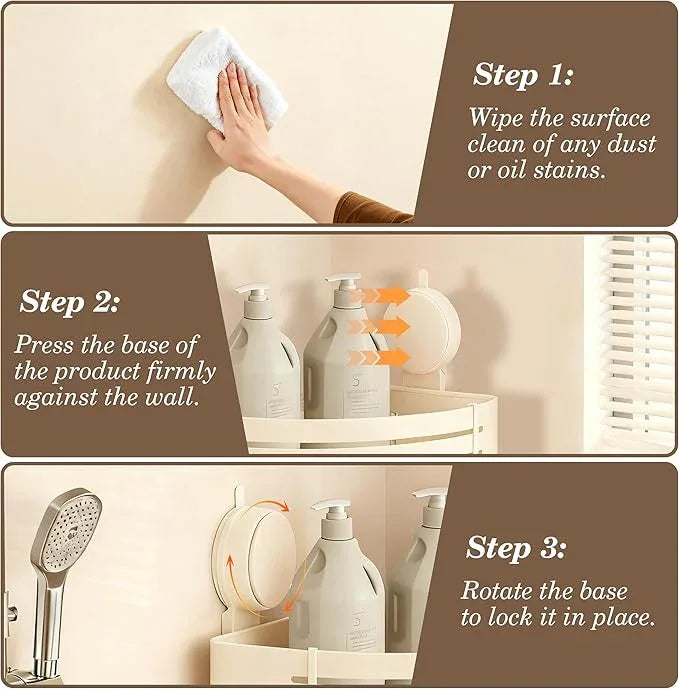 Structoline Corner Suction Cup Shower Caddy(2-Pack Cream White),No-Drilling Aluminum Shower Shelf with Towel Bar & Hooks,Removable Bathroom and Kitchen Storage Organizer - ModernBath