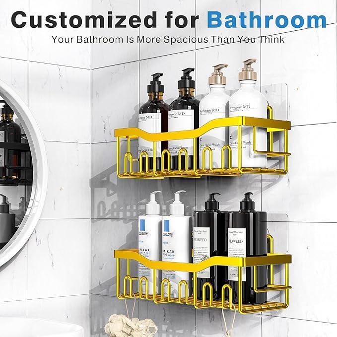 EUDELE Shower Caddy 2 Pack, Adhesive Organizer for Bathroom Storage, Home Decor & Kitchen, No Drilling, Rustproof Stainless Steel Shelf, Bathroom Decor Sets - ModernBath