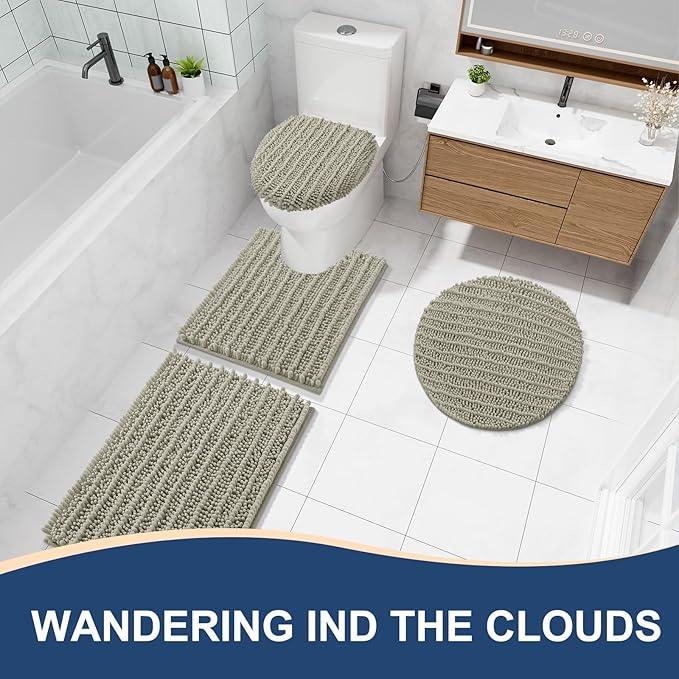 Arotive Luxury Chenille Bathroom Rug Mat, Extra Soft Thick Absorbent Shaggy Bath Rugs, Non-Slip Machine Wash Dry, Plush Bath Mats for Bathroom, Shower and Tub, 30x20, Warm Taupe - ModernBath