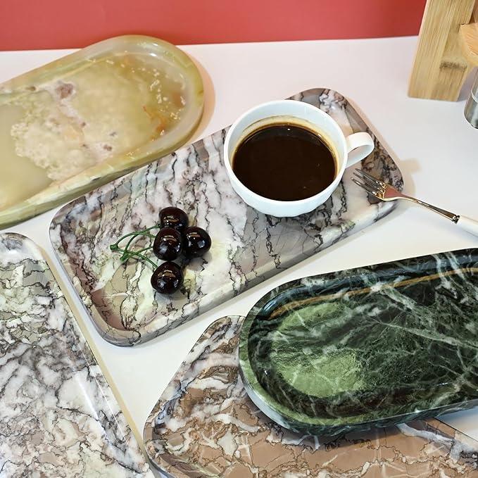 SWRONP Marble Tray for Kitchen Counter,Stone Tray for Bathroom Countertop,Coffee Table,Vanity Decor Trays,Small Dresser Storage for Perfumes,Candles,Jewelry(Violet) - ModernBath