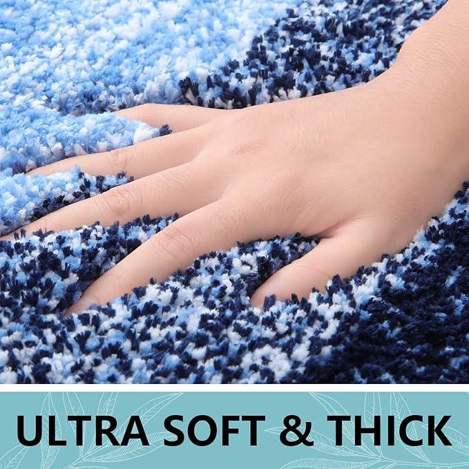 Arotive Microfiber Bathroom Rugs, Shaggy Soft and Absorbent Bath Rug, Non-Slip, Thick Plush Machine Washable Dry Bath Mats for Bathroom, Tub and Shower, 30x30, Blue, Round - ModernBath
