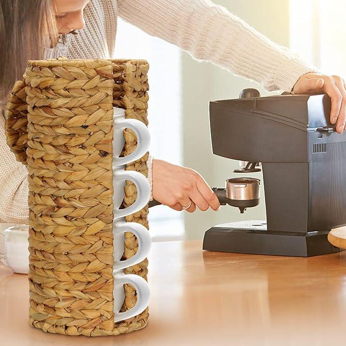 Stand Paper Storage with Lid Spare Extra 3 Rolls of Toilet Tissue Holder Free Standing Water Hyacinth Wciker Toilet Paper Organizer Basket for Bathroom - ModernBath