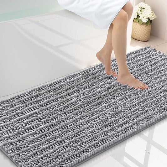Smiry Bathroom Rugs Mat 59x24, Extra Soft Absorbent Chenille Bath Rugs, Non Slip Rubber Backing Machine Washable Quick Dry Bath Mats for Bathroom Floor, Tub, Shower, Home Decor Accessories, Grey - ModernBath