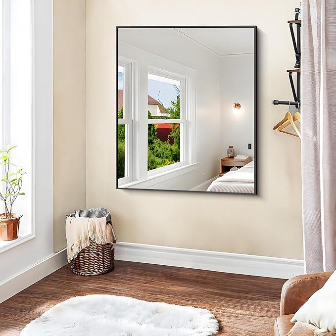 KOCUUY Bathroom Mirror 36"x40", Black Bathroom Mirrors for Over Sink, Shatterpoof Large Vanity Mirror, Metal Framed Black Wall Mirror for Bedroom Living Room and Entryway (Horizontal/Vertical) - ModernBath