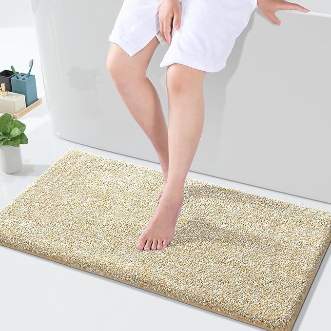 Yimobra Large Bathroom Rugs Non Slip Washable, Soft Absorbent Microfiber Bath Mat,Dual-Tone Decor Rug with Rubber Backing for Bathroom Floor,Tub and Shower,36x24,Home Essentials,Light Beige and White - ModernBath