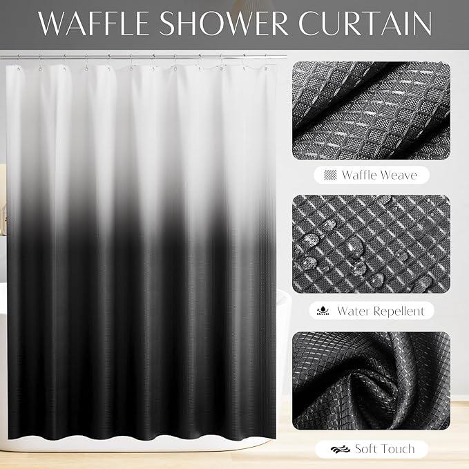 WSBArt 32PCS Bathroom Set Bathroom Sets with Shower Curtain and Rugs Black Bathroom Accessories,Shower Curtain Set,Bathroom Rug Set with Bathroom Trash Can - ModernBath