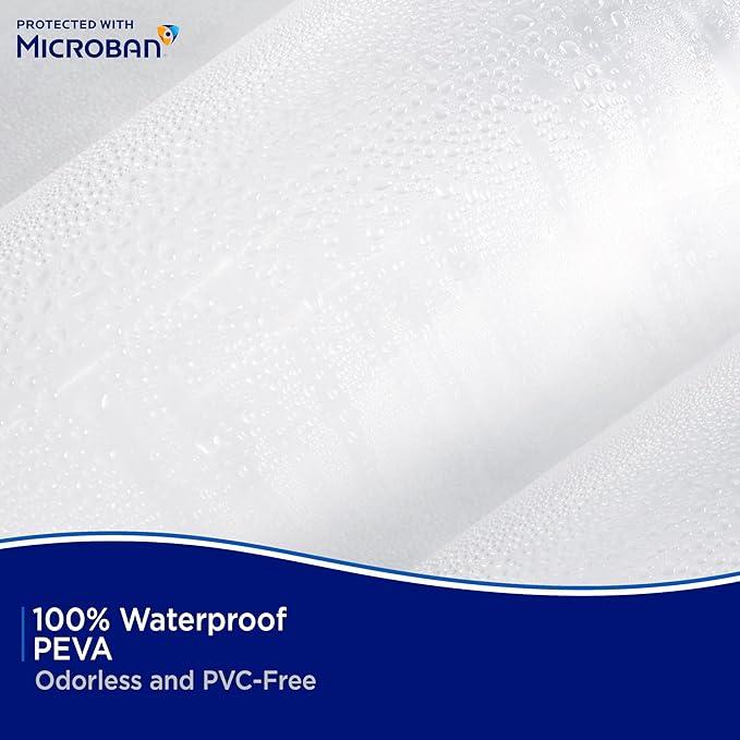 Kenney MB61168 Microban Protected Heavyweight 8 Gauge Waterproof PEVA Shower Curtain Liner with Rust-Resistant Metal Grommets and Weighted Magnetic Hem for Bathroom, 70" W x 72" H, Clear - ModernBath