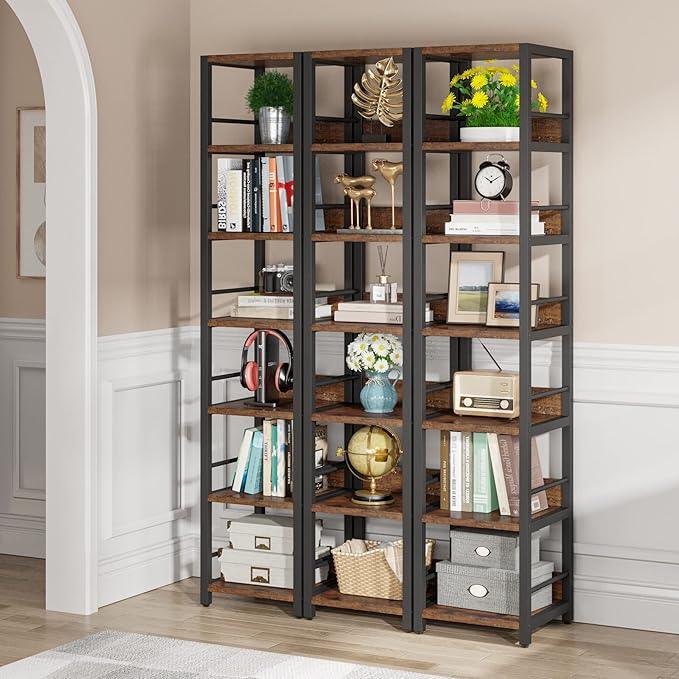 Tribesigns 6-Tier Corner Shelf, 75 Inch Tall Narrow Bookshelf Storage Rack, Etagere Shelves Display Stand for Small Spaces, Rustic Open Bookcase Square Shelf Tower for Living Room Bathroom - ModernBath