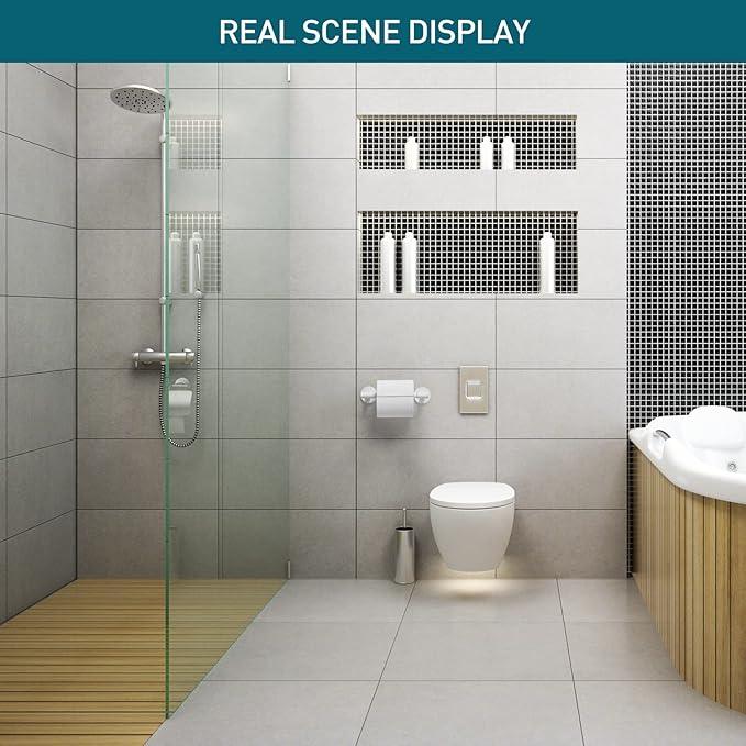 White Toilet Paper Holder Metal Bathroom Flexible Pivot Ceramic Jumbo Tissue Roll Holder on Wall Mounted, SUS 304 Stainless Steel Adjustable Toilet TP Mega Roll Holder Modern - ModernBath