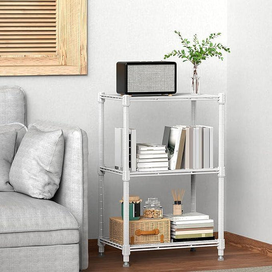 450 lbs Wire Storage Shelving 3-Tier Utility Shelving Unit Steel Organizer Wire Rack for Home,Kitchen,Office,White (11.8" D x 17.7" W x 26.4" H) - ModernBath