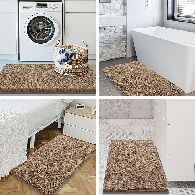 Smiry Luxury Chenille Bathroom Rugs 36x24, Extra Soft and Absorbent Shaggy Bath Mat, Machine Washable, Non-Slip Plush Carpet Runner for Tub, Shower, and Floor, Home Decor Accessories, Camel - ModernBath