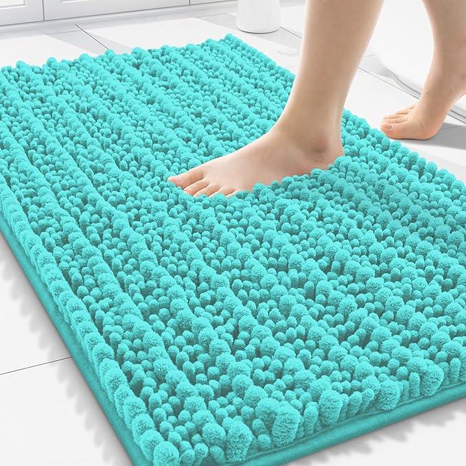 Smiry Bathroom Rugs Mat 30x20, Extra Soft Absorbent Chenille Bath Rugs, Non Slip Rubber Backing Machine Washable Quick Dry Bath Mats for Bathroom Floor, Tub, Shower, Home Decor Accessories, Turquoise - ModernBath