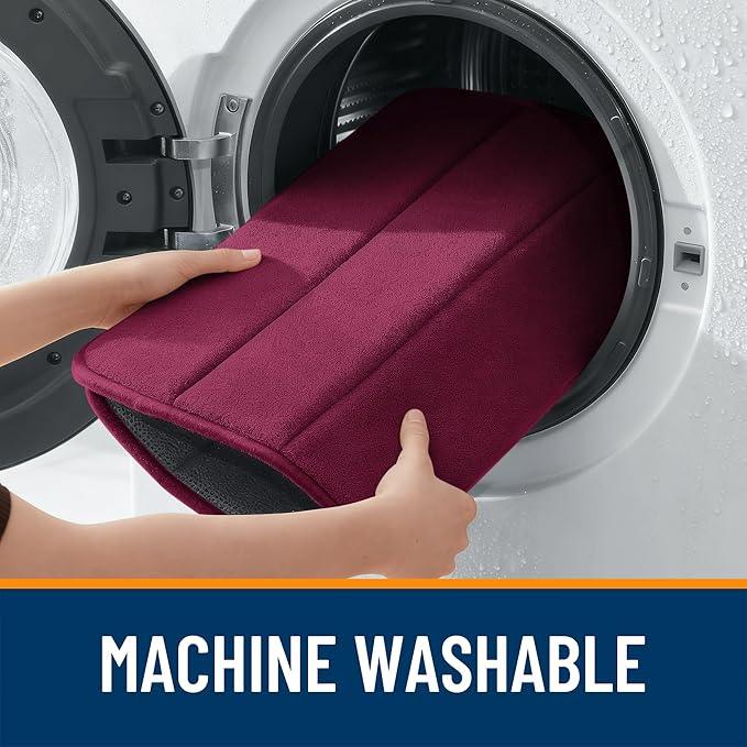 OLANLY Memory Foam Bath Mat 70x46, Super Soft Absorbent Bathroom Rugs, Quick Dry, Machine Washable Shower Floor Rugs, Bathmat Carpet, Bathroom Home Decor Accessories, Burgundy - ModernBath