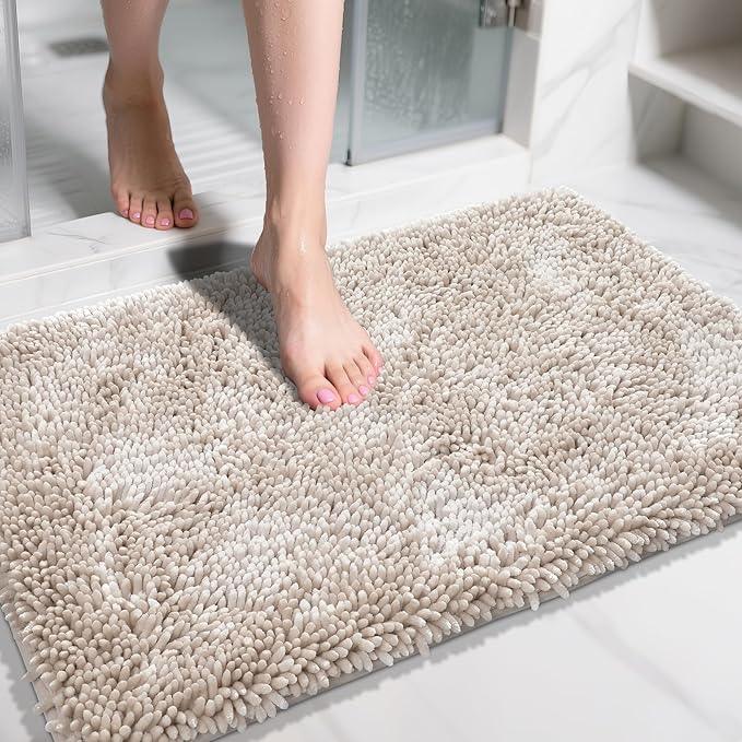 Yimobra Large Bathroom Rug Non Slip 36x24 Inch, Extra Thick Soft Absorbent Chenille Bath Mat, Machine Washable Quick Dry Bath Rugs for Bathroom Floor, Tub and Shower, Home Decor Accessories, Khaki - ModernBath