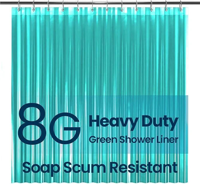 LiBa Bathroom Shower Curtain Premium PEVA Non-Toxic, Green Clear Waterproof Plastic Shower Curtain Liner with Rust Proof Grommets 8G Bathroom Accessories 72x72 - ModernBath