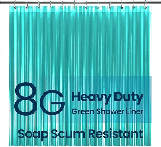LiBa Bathroom Shower Curtain Premium PEVA Non-Toxic, Green Clear Waterproof Plastic Shower Curtain Liner with Rust Proof Grommets 8G Bathroom Accessories 72x72 - ModernBath