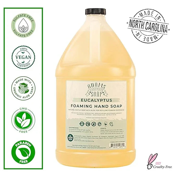 Adams Handmade Soap Liquid Foaming Soap 1 Gal - Eucalyptus - ModernBath