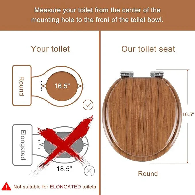 Round Toilet Seat Molded Wood Toilet Seat with Quietly Close and Quick Release Hinges, Easy to Install also Easy to Clean by Angol Shiold (Round, Natural) - ModernBath