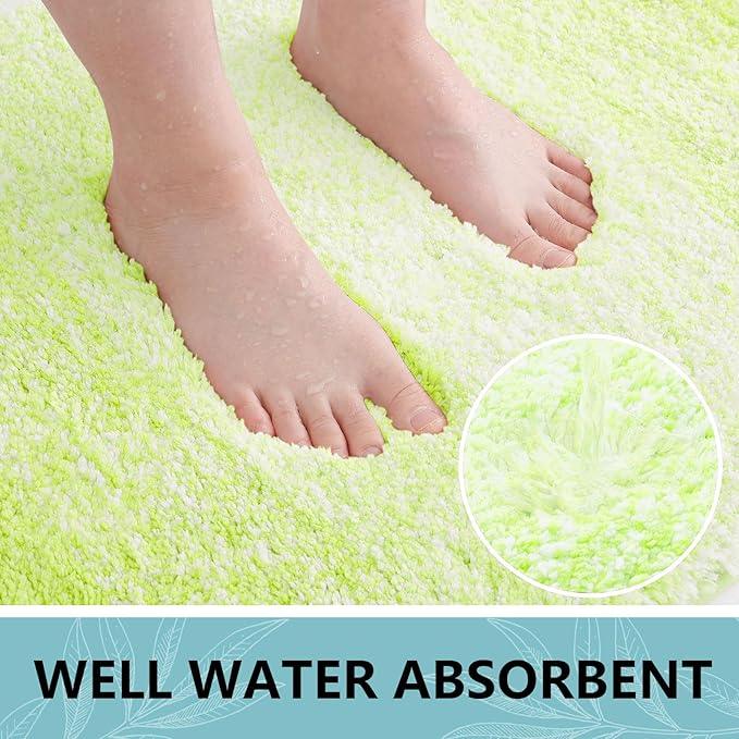 Arotive Microfiber Bathroom Rugs, Shaggy Soft and Absorbent Contour Toilet Rugs, Non-Slip, Thick Plush Machine Washable Dry Bath Mats for Toilet Base, 30x20, Light Green, Rectangular - ModernBath