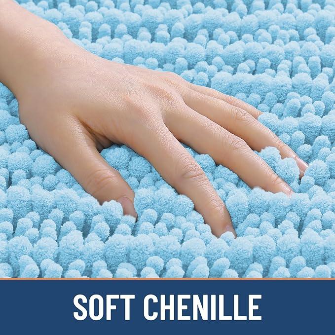 Smiry Bathroom Rugs Mat 36x24, Extra Soft Absorbent Chenille Bath Rugs, Non Slip Rubber Backing Machine Washable Quick Dry Bath Mats for Bathroom Floor, Tub, Shower, Home Decor Accessories, Sky Blue - ModernBath