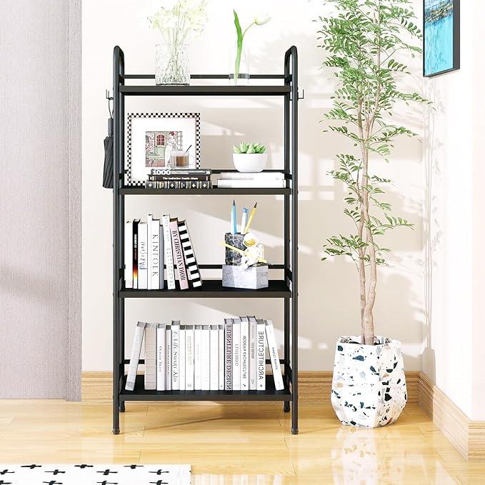 HDANI Storage Shelves, 4-Tier Metal Storage Rack with Shelf,Shelf Organizer,Garage Standing Shelving Unit for Laundry,Bathroom,Kitchen,Pantry, Closet,23.6''W X 13.8''D X 50 H'',Black - ModernBath